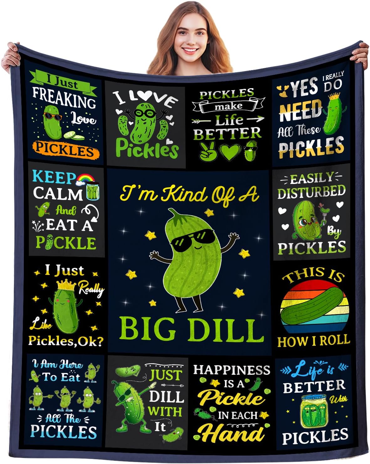 Funny Pickle Blanket Gifts for Pickle Lovers Soft Cozy Pickles Stuff Blankets Throw Pickles Themed Gifts for Women Girls Aduts Kids Boys 50"X40"