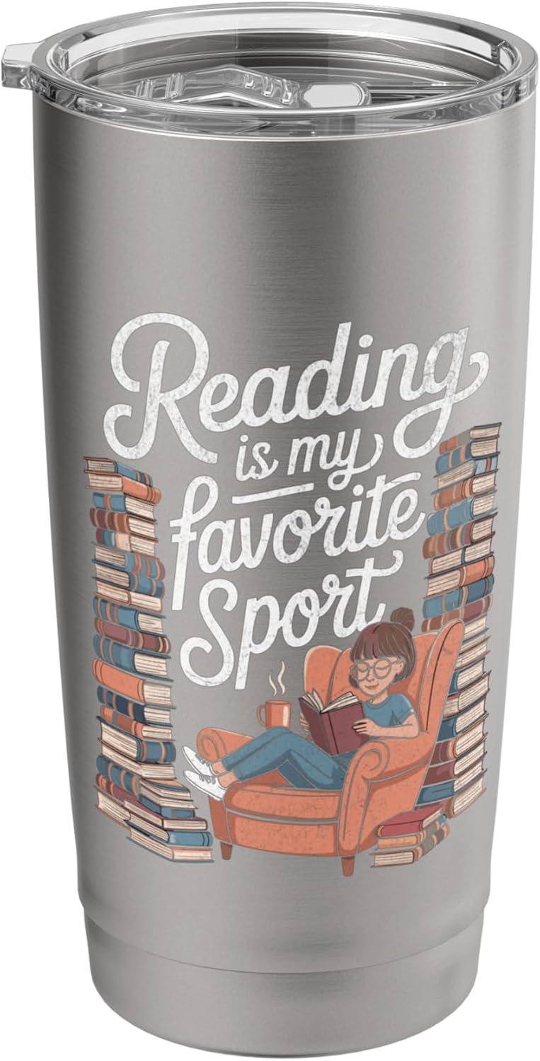 Reading is My Favorite Sport Retro Book Lover Girl Librarian Stainless Steel Insulated Tumbler