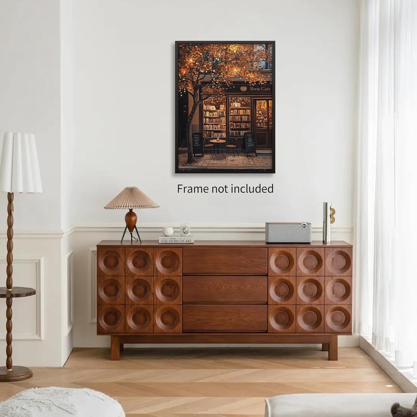 FuSatisYilife Fall Coffee Bookstore Wall Art Vintage Autumn Cozy Cafe Shop Poster Bookish Dark Academia Canvas Prints for Reading Room Nook Wall Decor 12X16 inch Unframed Book Lover Gift