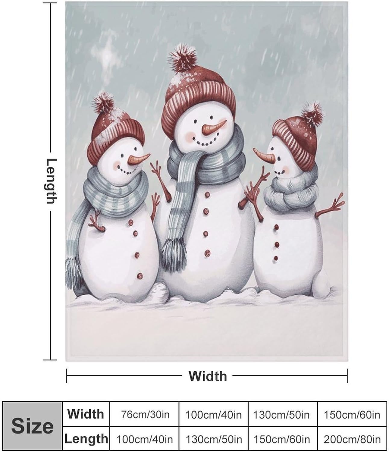 Winter Snowman Blanket Chunky Fluffy Fuzzy Bed Blankets Cozy Soft Warm Winter Blankets Anti-Pilling Flannel Throw Blanket for Couch Living Room Bedroom Multiple Size