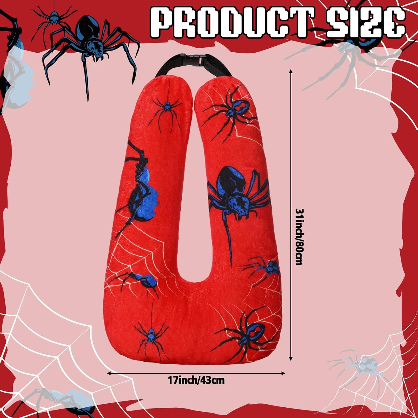 Spider Travel Pillow Car Pillow Removable U-Shaped Sleeping Aid for Adults to Support Head and Body in The Back Seat of Long Car Trips