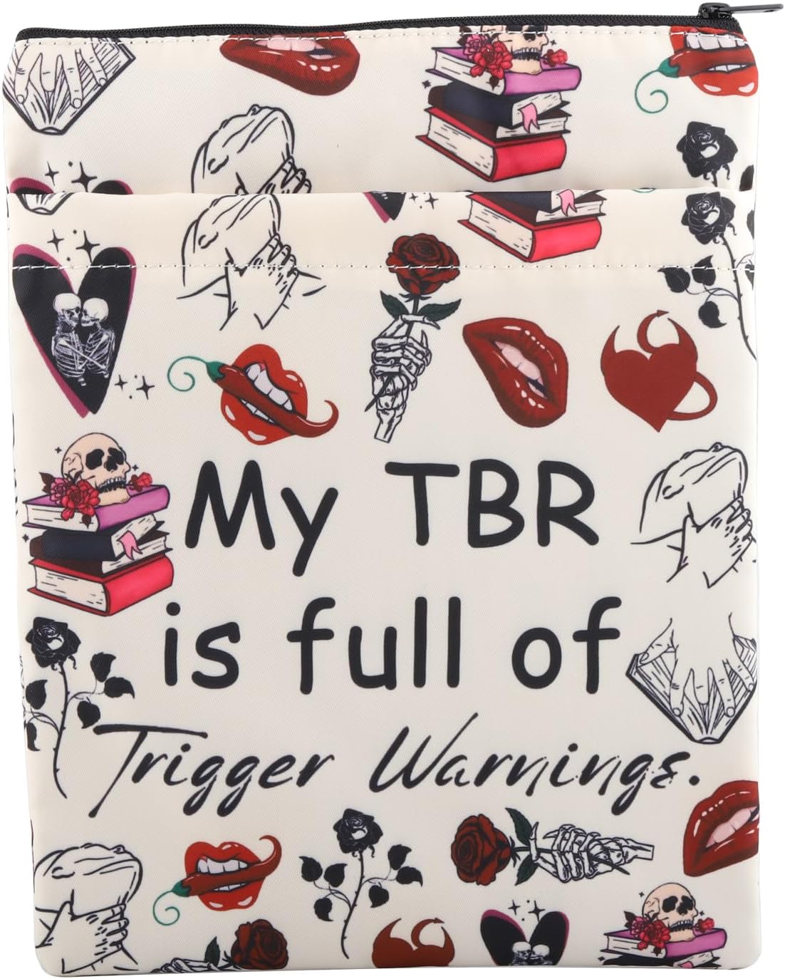 Romance Reader Book Sleeve To Be Read Book Cover Bookish Gift Enemies To Lover Gift My TBR Is Full Of Trigger Warnings Book Pouch (TbrTriggerWarningBS)