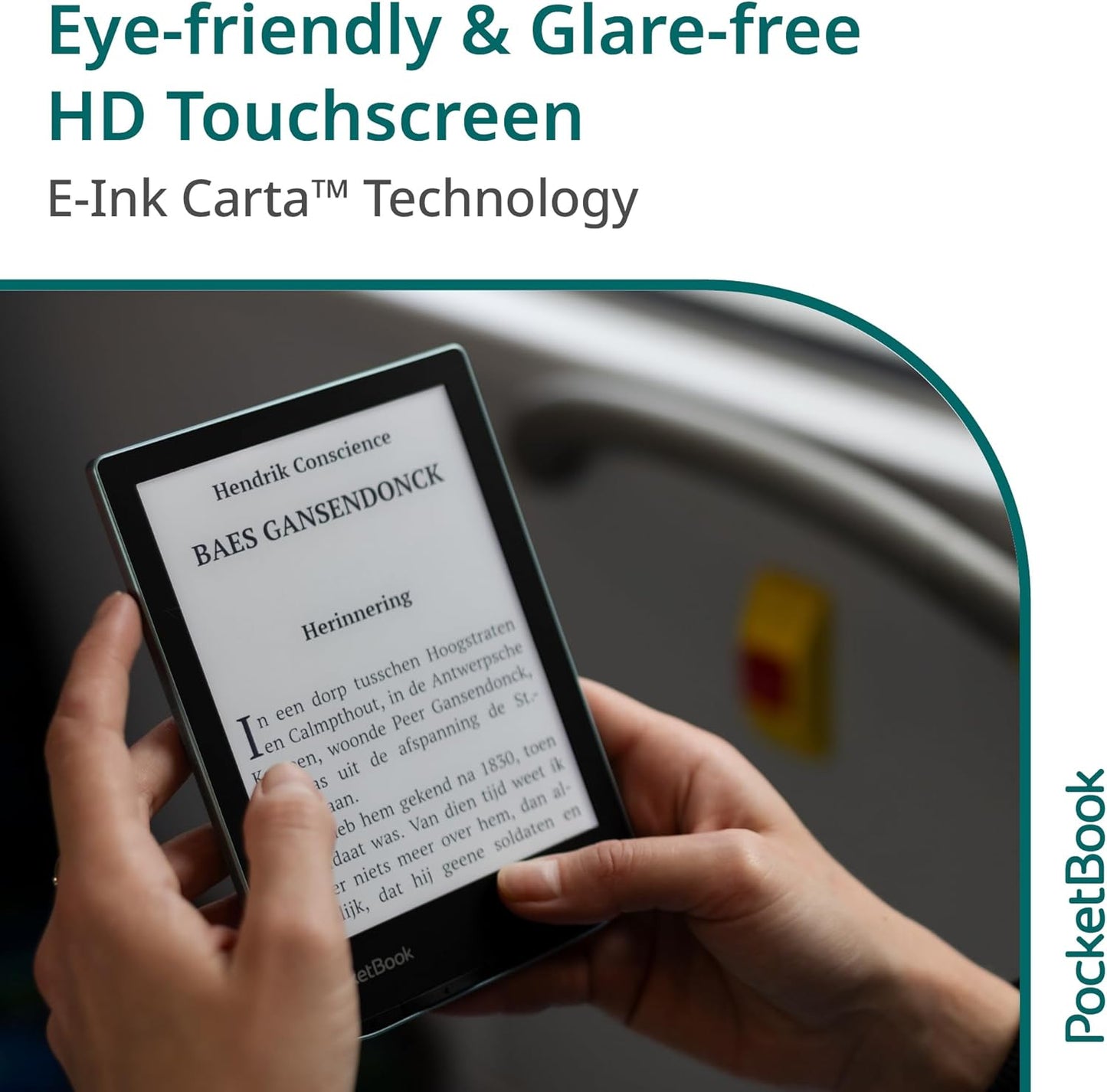PocketBook Verse E-Reader | Eye-Friendly 6'' E-Ink Carta™ HD Touchscreen | Adjustable SMARTlight | Up to 1 Month of Battery Life | WiFi & Memory Card Slot | E-Book Reader in Bright Blue