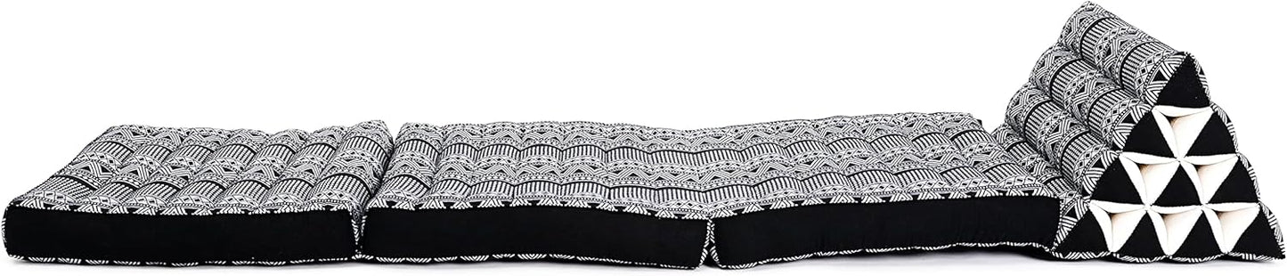 Leewadee Floor Mattress with Triangle Cushion, Floor Chair with Back Support, Recliner Reading and Sleeper Chair, Meditation Cushion, Comfy Living Room Furniture, Floor Cushion, Black