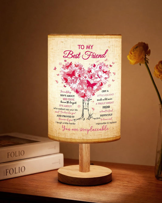 Best Friend Birthday Gifts for Women, Friendship Gifts for Women Fabric Lamp, Bestie Gift Table Lamp with Wooden Stand Unique Gift