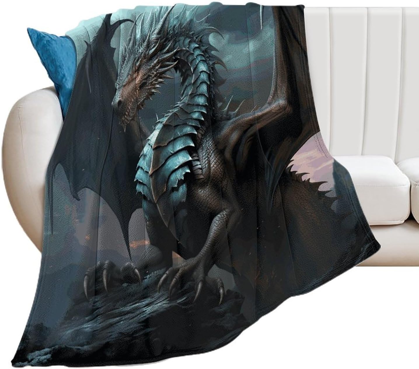Cool Dragon Throw Blanket for Couch Super Soft Warm Lightweight Throw Blankets Cozy Flannel Bed Blanket Cute Decorative Blankets for All Seasons Home Decor Gift 60"*80"（150 * 200cm）