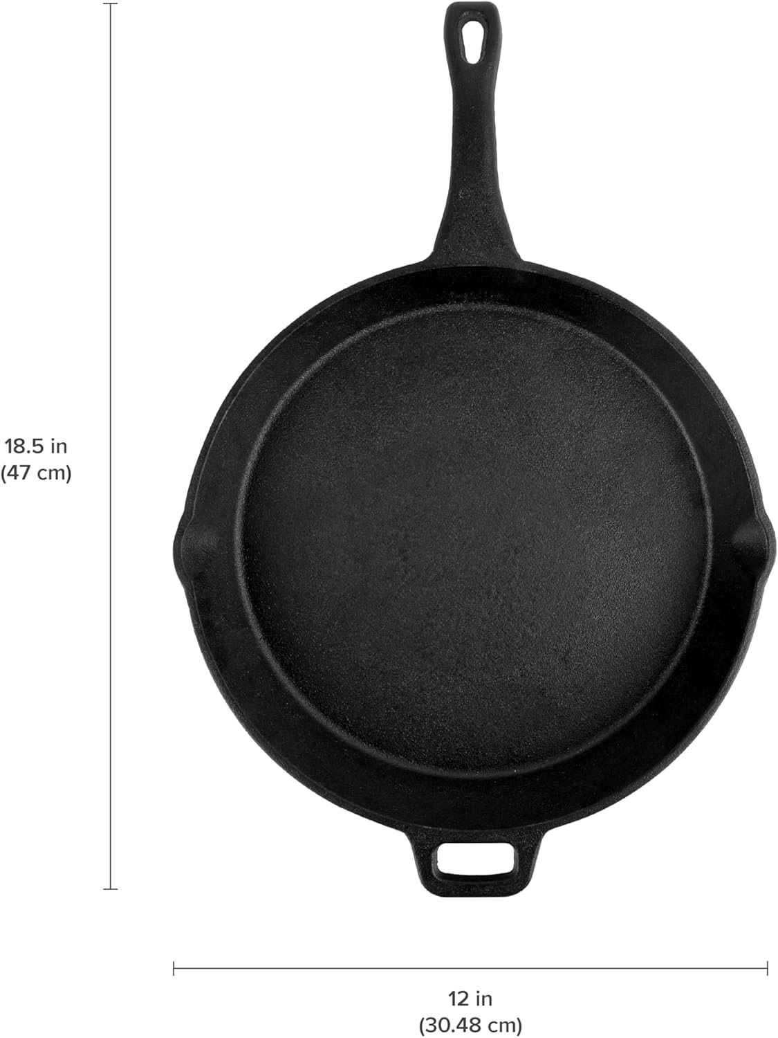 Coghlan's Cast Iron Skillet – 12-Inch Pre-Seasoned Frying Pan with Dual Pour Spouts & Helper Handle for Campfire Cooking, Stove, Grill, or Oven – Durable Outdoor Cookware