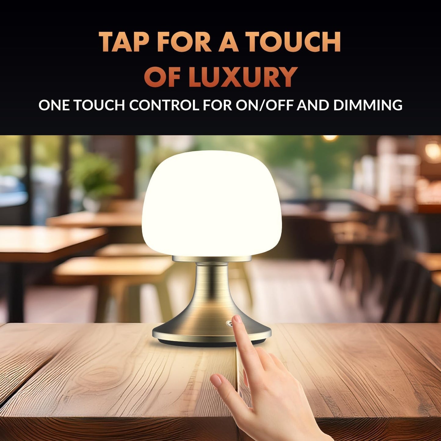 ‎Newhouse Lighting Verona, Brass 2700K Dimmable Cordless USB-C Rechargeable Glass Table Lamp NHTL-VE-BRS, Cordless Desk Lamp for Living Room, Bedroom, Coffee Table, and Other Cozy Home Decor