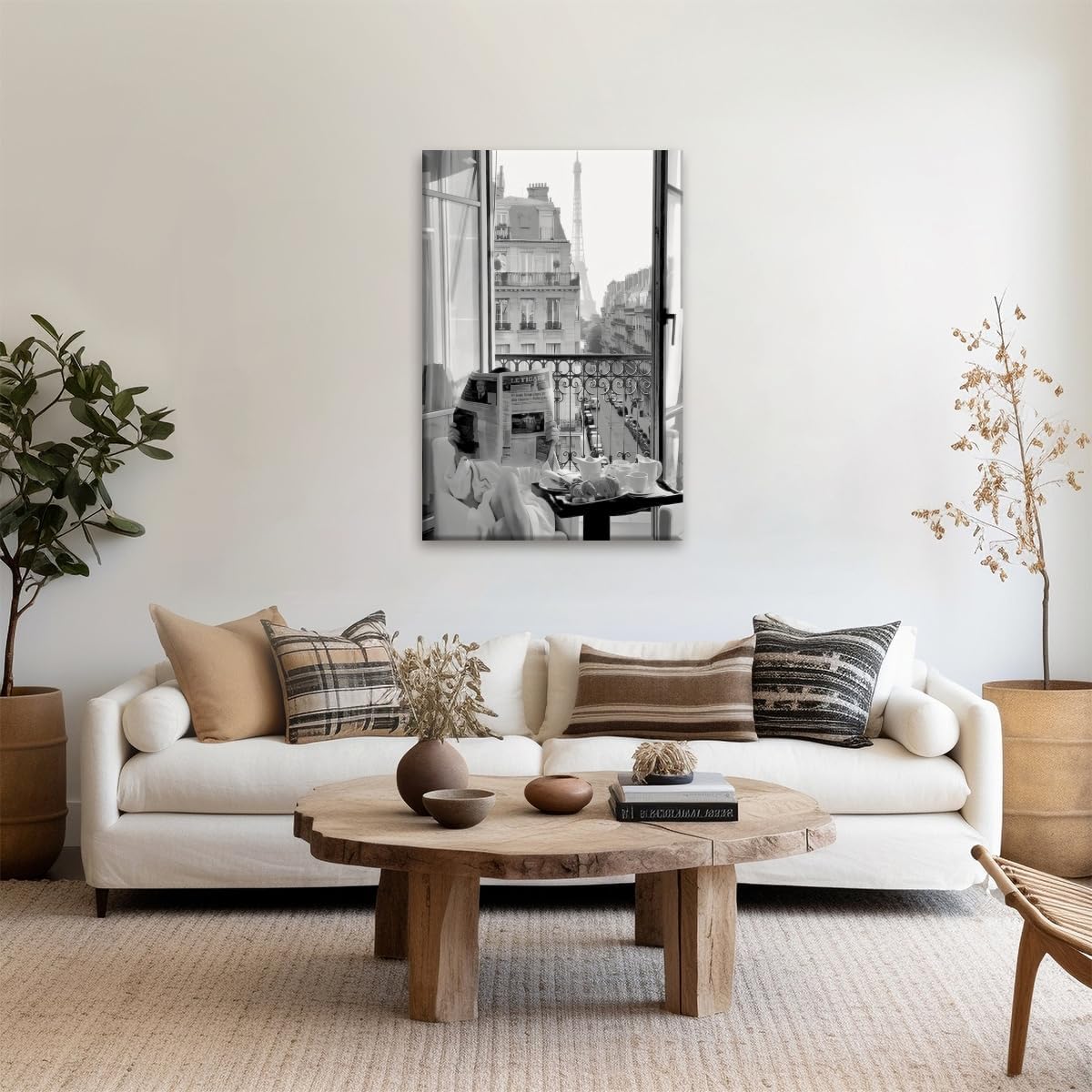 Parisian Vintage Girl Reading Newspaper Poster Black and White Fashion Wall Art Canvas Prints Painting Posters For Aesthetic Kitchen Home Bedroom Dorm Apartment Wall-8x12inch Unframed