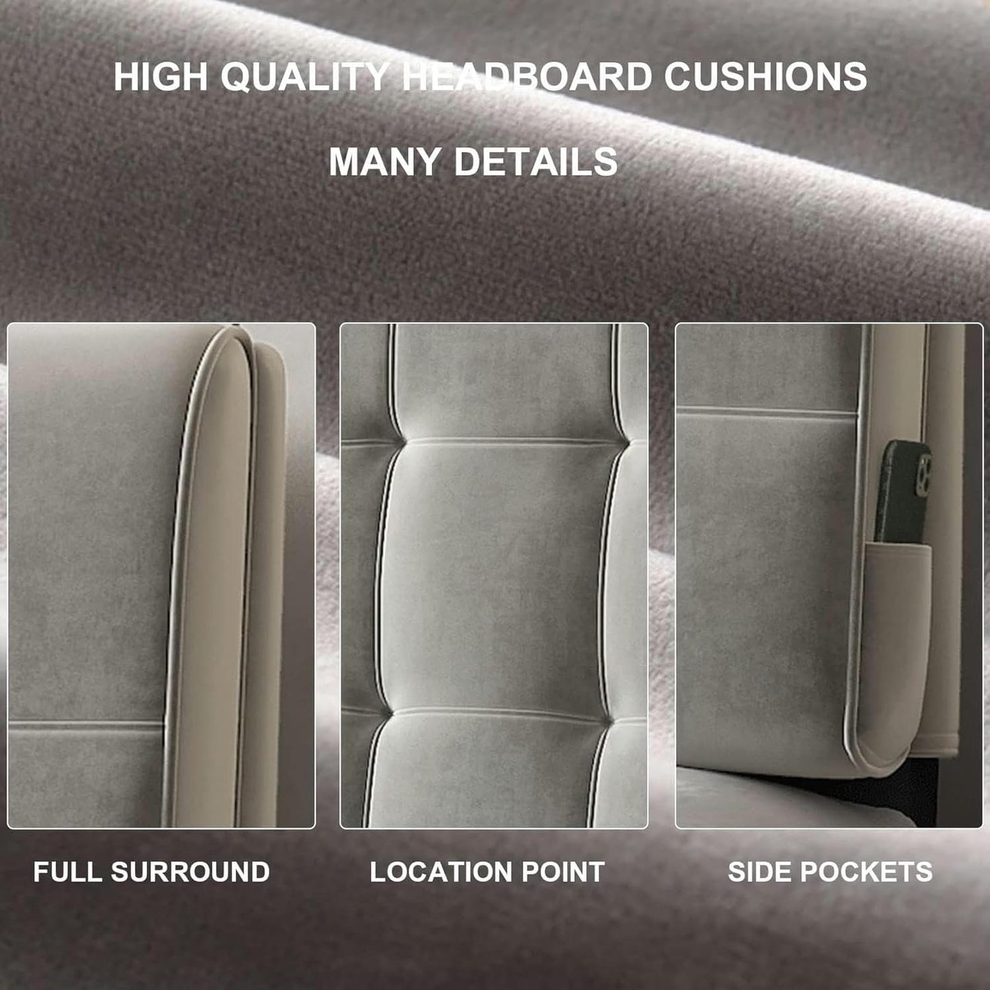 AMNOOL Rectangular Headboard Upholstered Wall Mount Pillow Fleece Reading Support Cushion Large Rest Backrest Removable Lumbar Headboard Bolster for Tatami Daybed