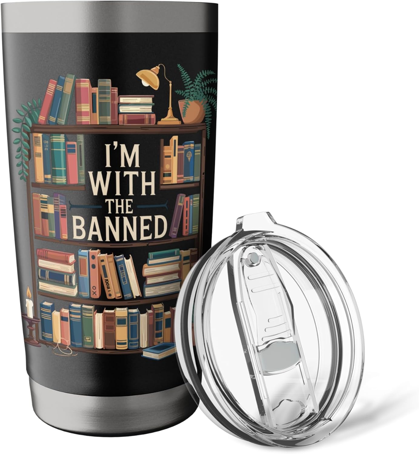 I'm With The Banned Books Reading Stainless Steel Insulated Tumbler