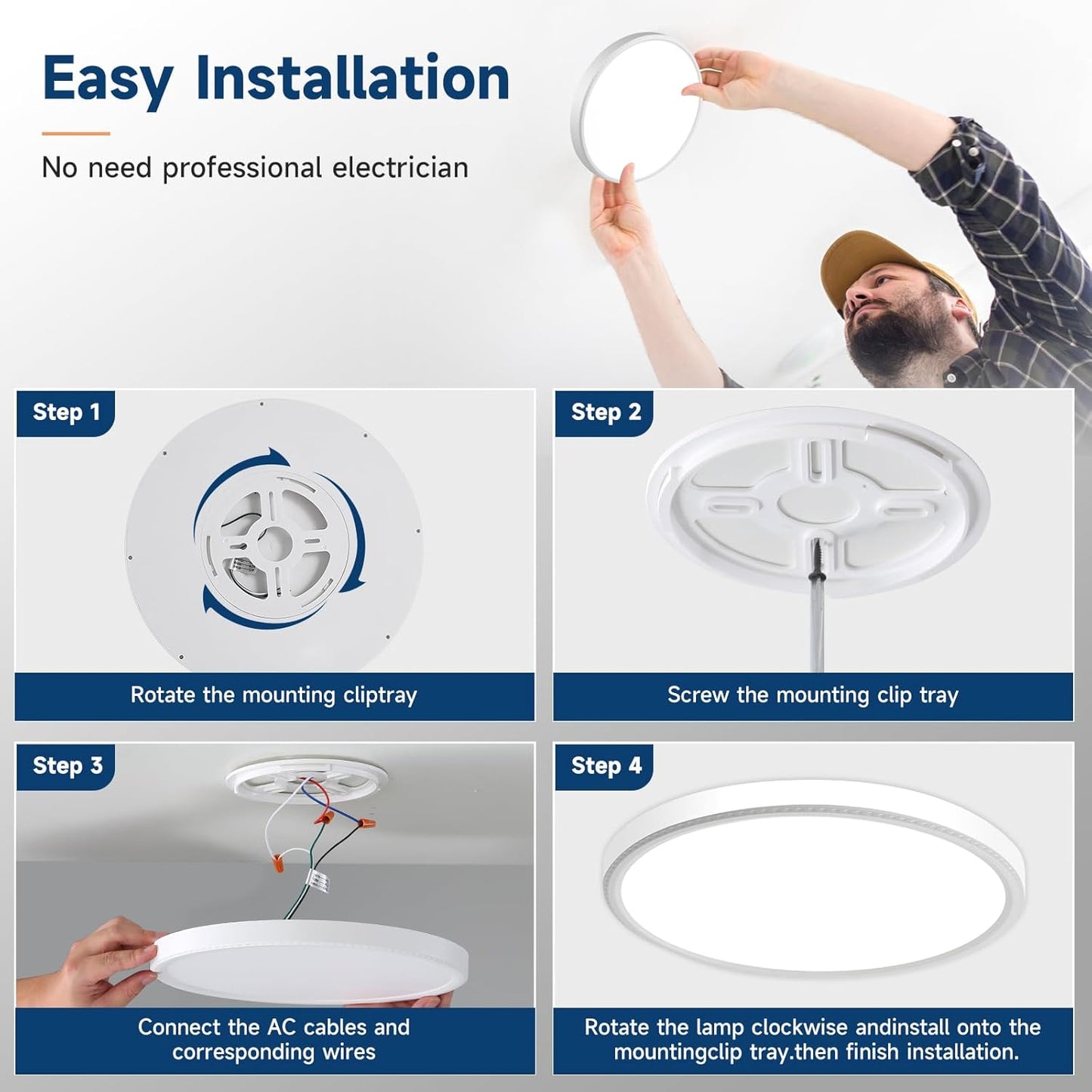 8-Pack 7.5Inch LED Ceiling Lights, 5 Colors Selectable Flush Mount Ceiling Lights, Ultra Thin LED Ceiling Lights Fixtures 0.87Inch for Dinning Room