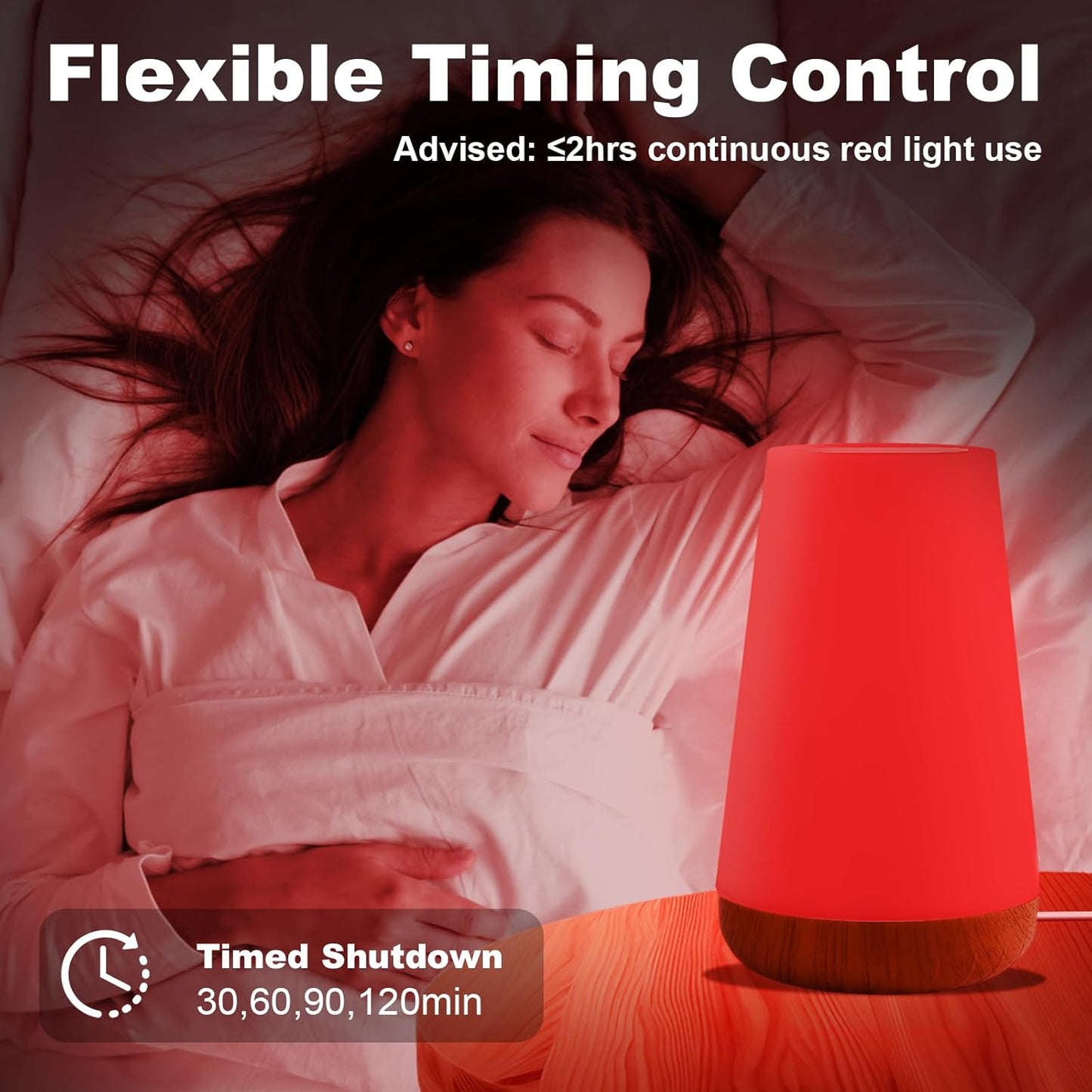 Red Night Light for Sleep, 670nm Night Lamp with White Light 3000K-6500K & Timer, Portable Red Reading Light for Bedroom, Touch/Remote Control, 360° Illumination, Stepless Dimmable, Hangable