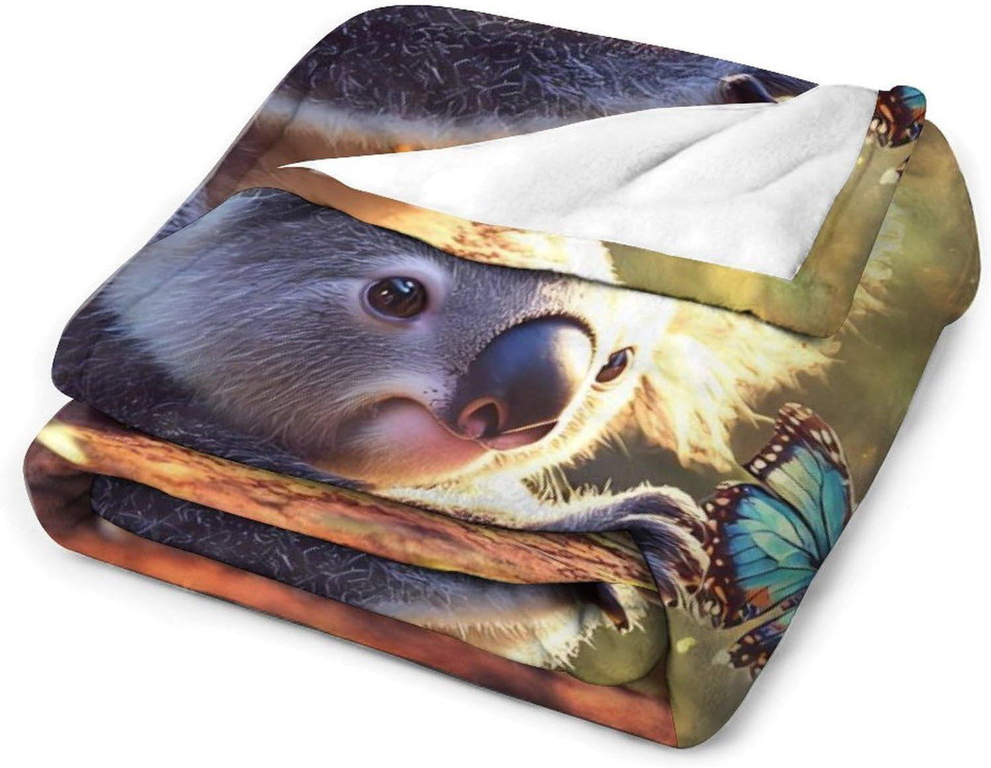 Koala Butterfly Throw Blanket for Couch Bed Plush Cozy Fuzzy Flannel Blanket for All Season 50"x70"