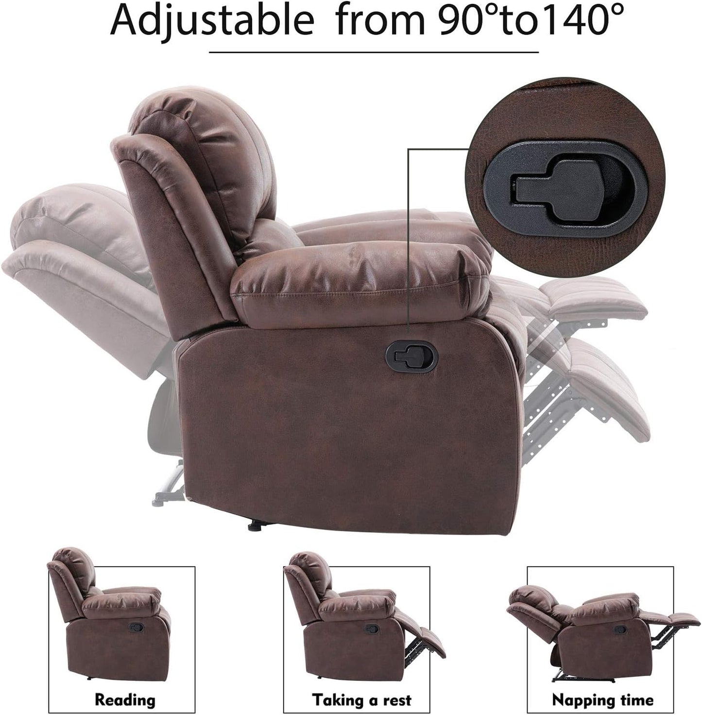 Faux Leather Home Theater Seating Manual Living Room Single Chair Reclining Sofa Ergonomic Lounge Chair Reading Chair