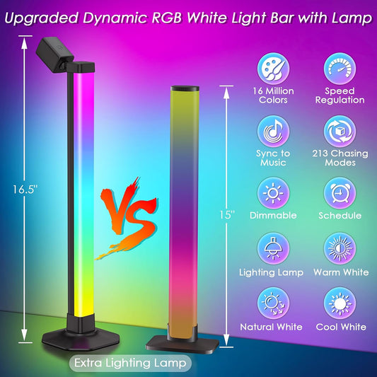 Smart Light Bar with Swivel Lamp, LED Light Bar for Room, RGB & IC Ambient Backlight with 16 Million Colors, 213 Preset & 8 Scene Modes, Dynamic Music Sync, 3 Modes Control, for Gaming, Read