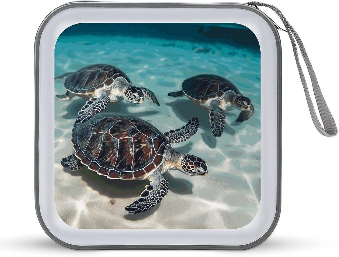 Sea Turtles CD Case 40 Capacity Case Zipper CD Collection Bag with Handles Cover DVD Storage Hard Plastic DVD Disc Cases Storage Binder for Car Home Office Travel