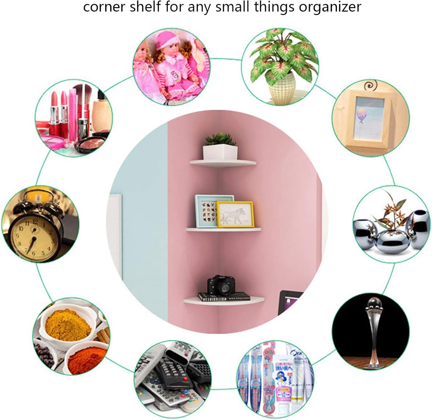 11 Inch Set of 2 Corner Wall Mounted Floating Shelf White,for Kitchen Room ,Living Room,Bathroom and Any Wall Corner Decor Display.
