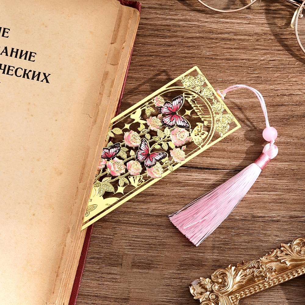 2pcs Bookmark Butterfly Flower Theme Pretty Book Marks Set with Bookmarks for Women, Cute Book Markers for Writers, Kids, Teens, Men Readers, Reading Accessories Gifts for Book Lovers