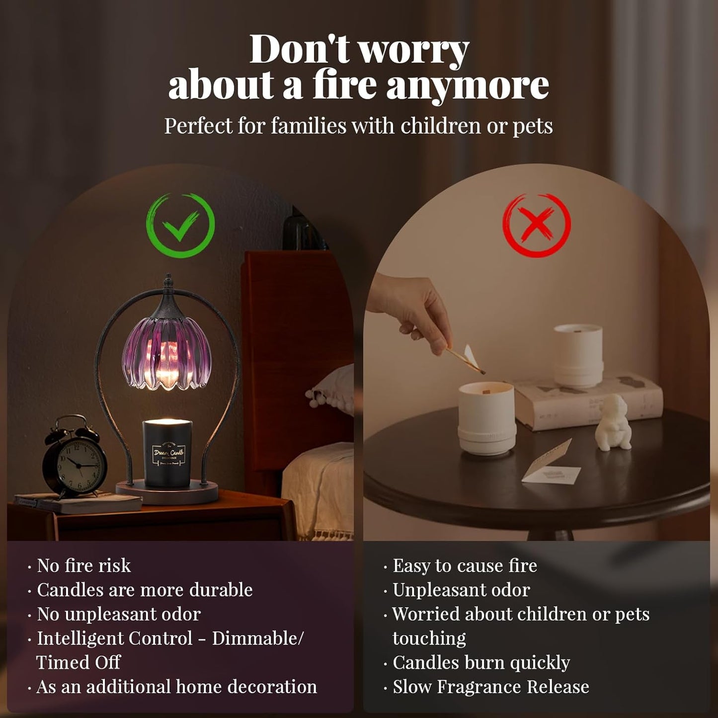 Candle Warmer Lamp, Dimmable Candle Warmer with Timer, Vintage Candles Wax Warmers for Jar Candles Birthday Gifts for Women, Mom, Home Decor for Bedroom Living Room, Purple Black