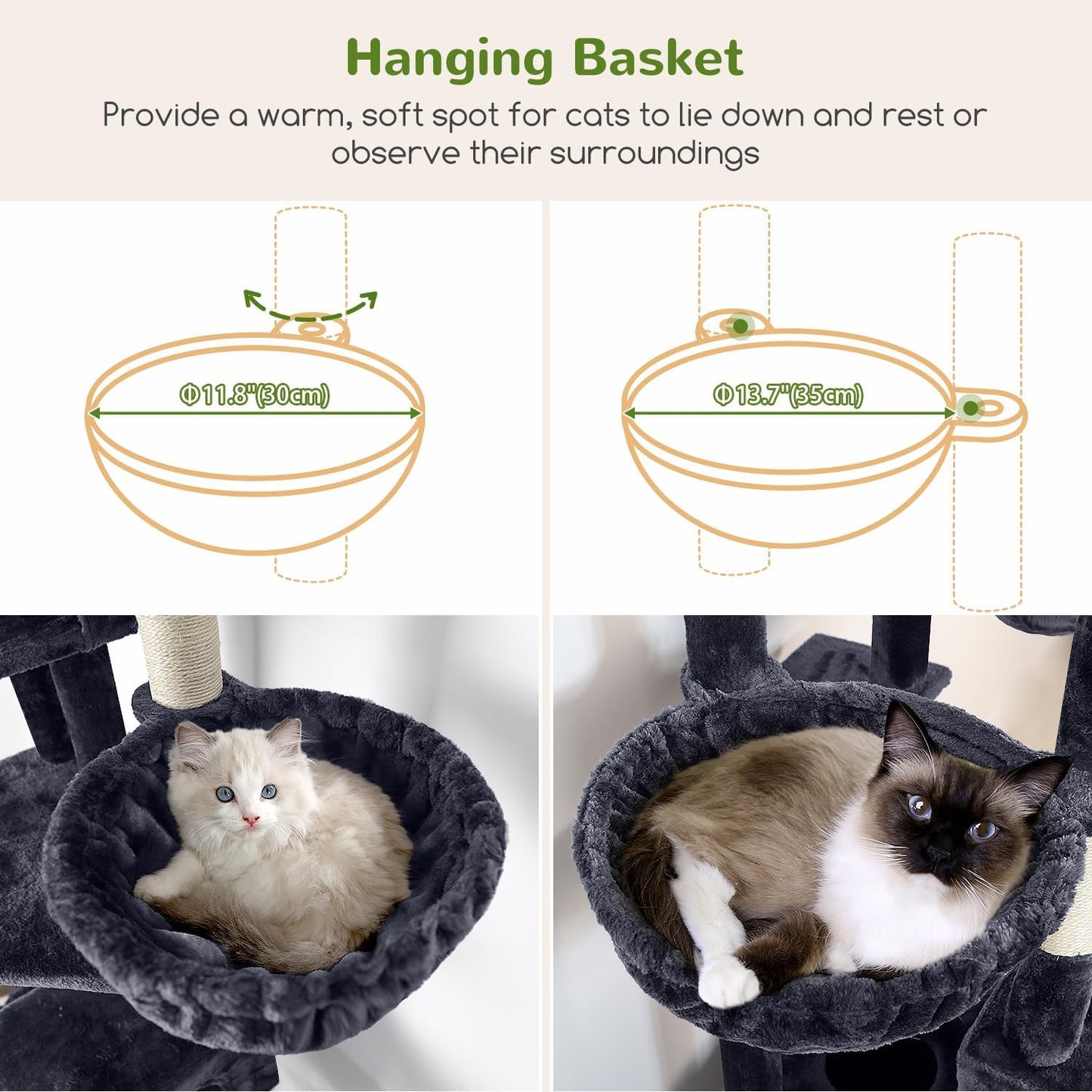 Globlazer Heavy Duty Cat Tree, 81 inch Extra Large Cat Tree for Indoor Cats Large Adult, Sturdy Cat Tower with 8 Scratching Post, 2 Cat Condos, 2 Platform, S81C, Dark Grey