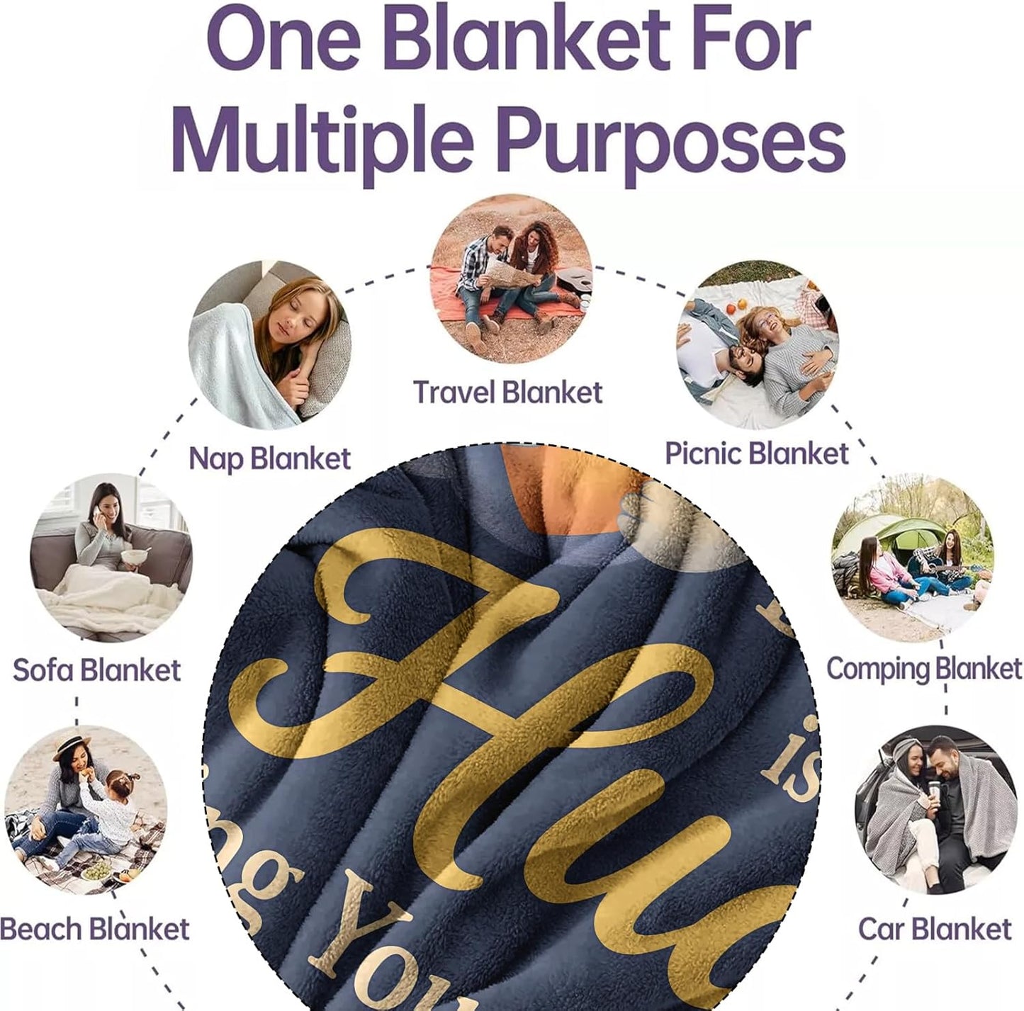Hug Blanket Gift - This Blanket is My Hug Day & Night, Get Well Gifts and Thinking of You, Feel Better Recovery, Long-Distance Support, 50'' x 60'' Throw for Women Men Friends