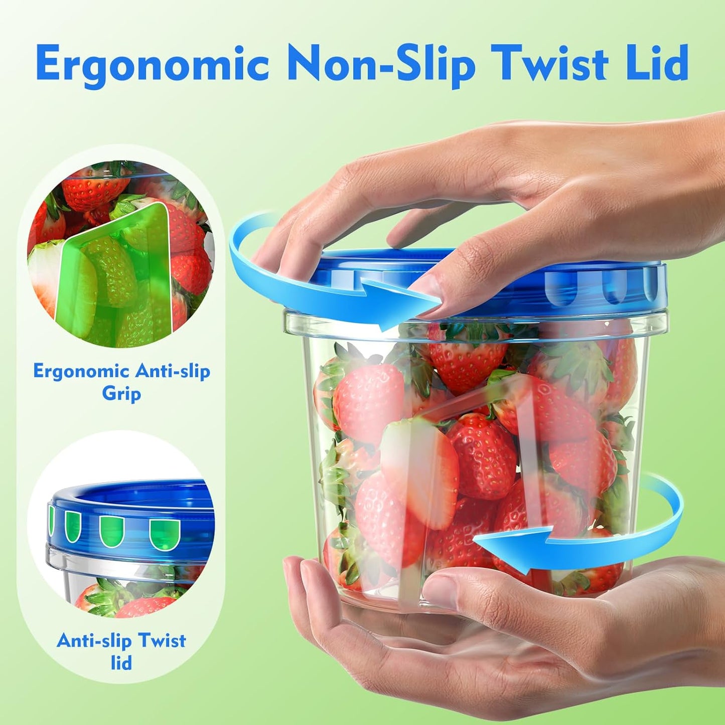12 Pack- 34/24/17oz Freezer Storage Containers, Plastic Food Storage Containers with Twist Top Lids, BPA Free and Reusable Soup Containers with Lids, Leakproof/Microwave/Dishwasher Safe