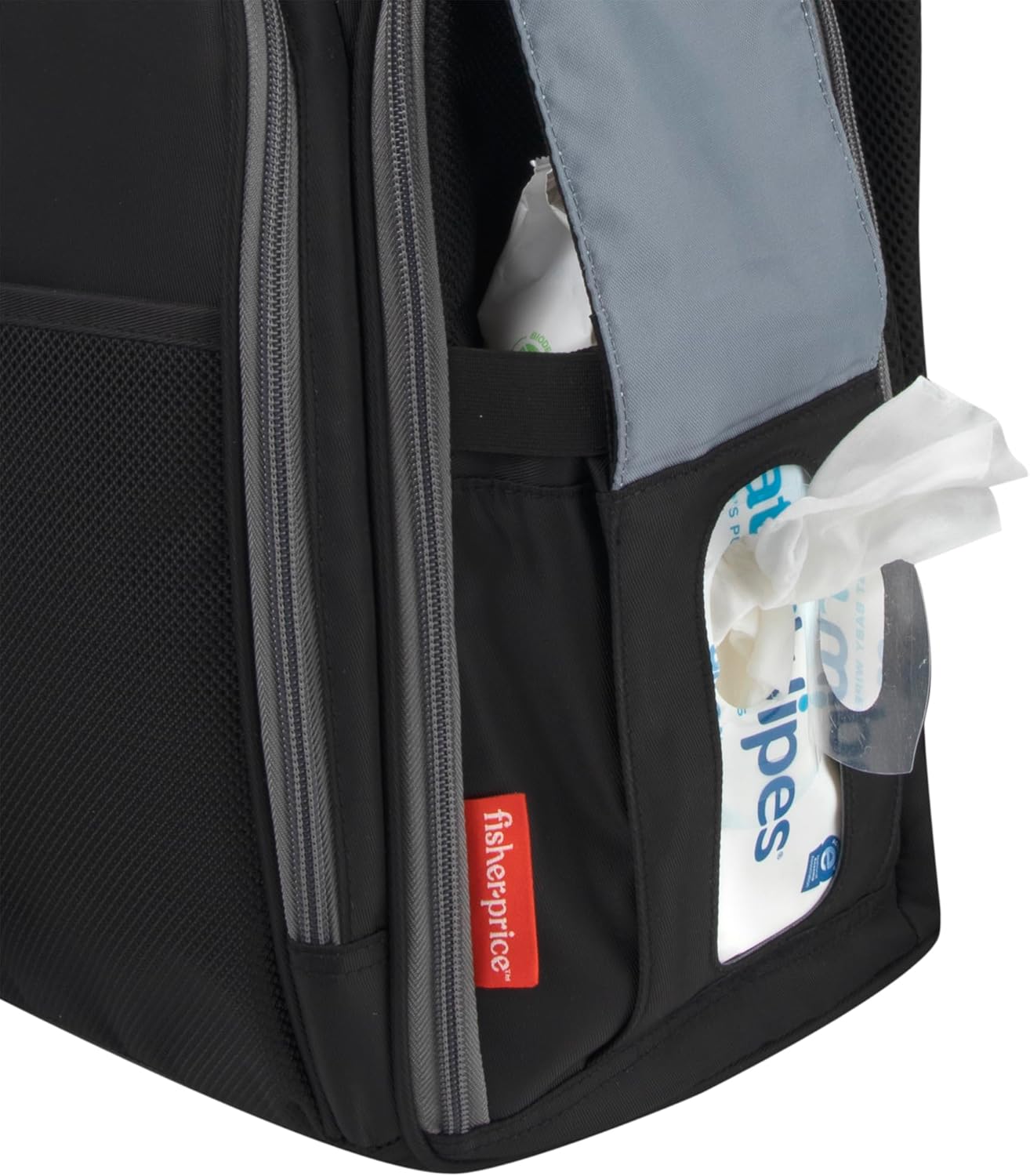 Fisher-Price Fastfinder 3 Piece Set Diaper Bag Backpack for Moms & Dads with Changing Pad and Wipes Pocket