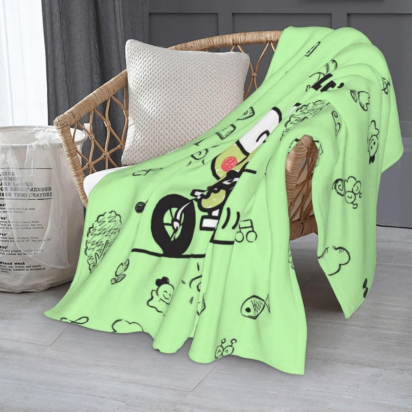 Frog Blanket 60x50 Flannel Fleece Throw, Cute Kawaii Green Lily Pad & Lotus Collage Sayings, Super Soft Cozy Couch Bed Decor, Gift for Frog Lovers Girls Teens Women Kids