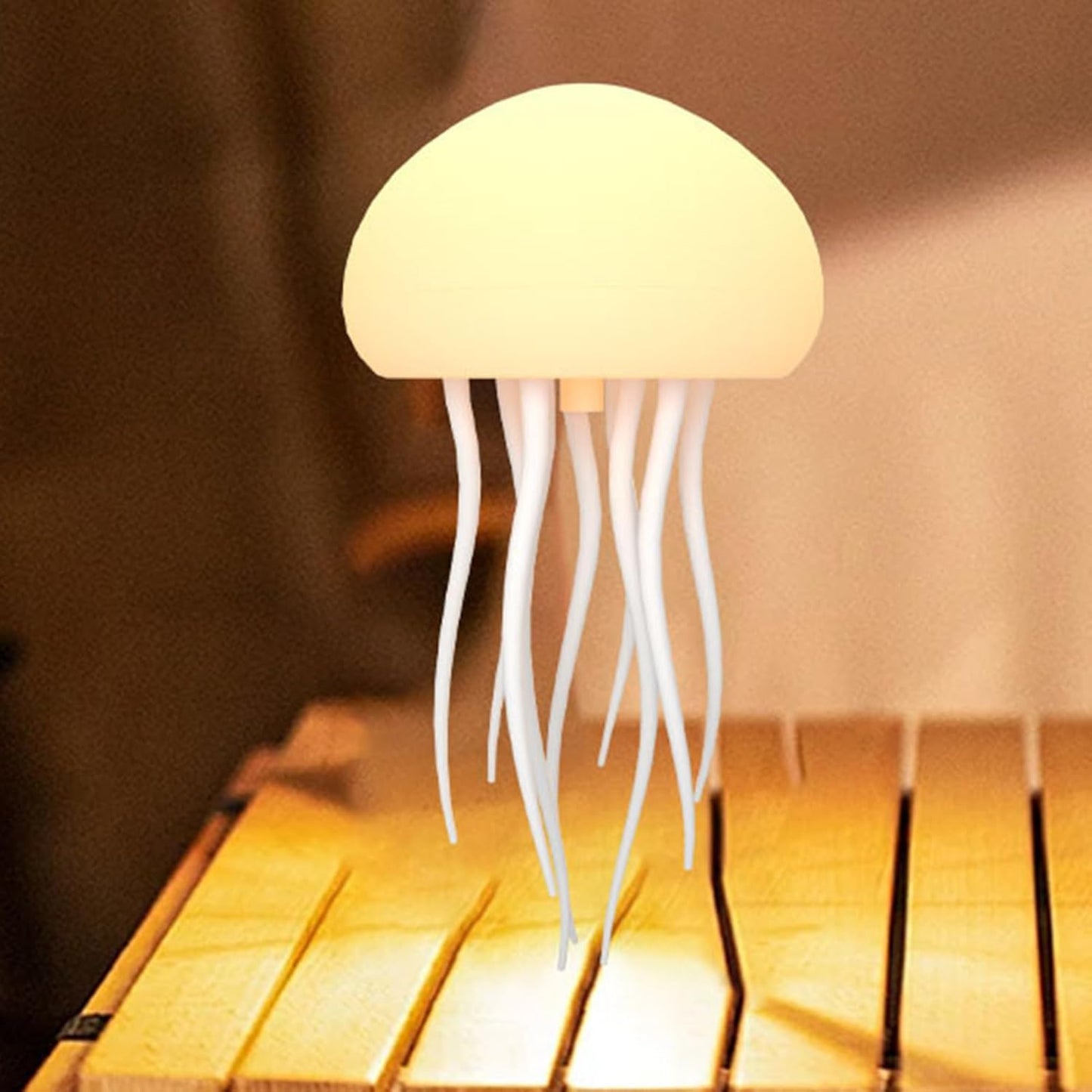 Jelly Lamp - Voice Control LED Jellyfish Light | Floating Rechargeable Night Lamp with Smart Table Design for Bedside, Parents, Kids, Bedroom, Office, and Relaxing Ambient Lighting