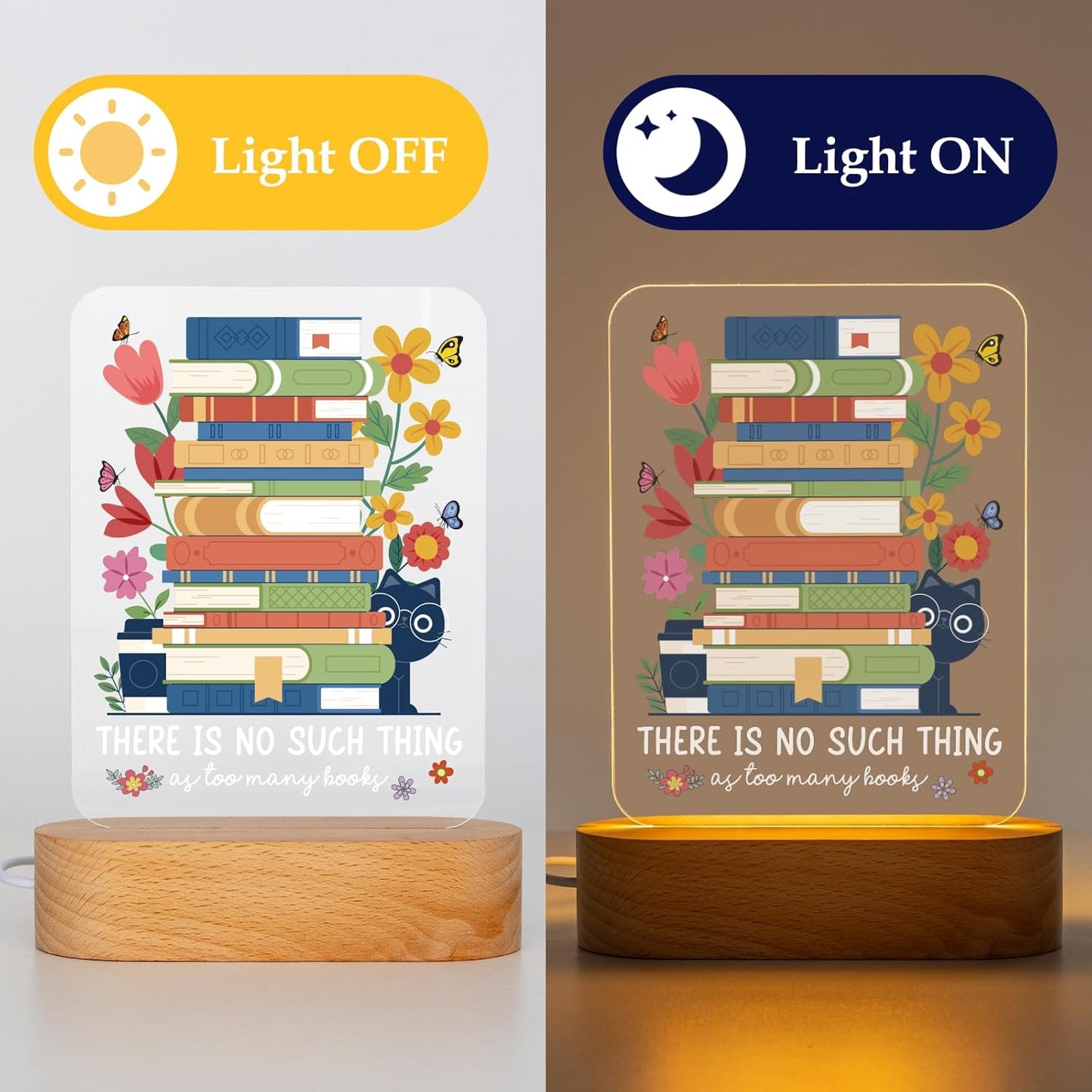 Bookish Gifts for Readers, Book Lovers Gift for Women LED Night Light, Unique Birthday Present for Reading Lovers Friends, Bookworms, Librarians, Women, Book Club Accessories - There Is No Such Thing