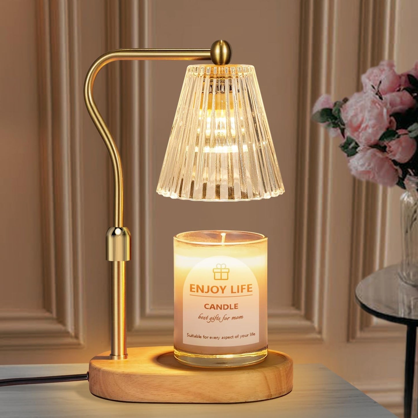 Candle Warmer Lamp with Timer Dimmer Adjustable Height for New Home Bedroom, Vintage Home Decor for Scented Jar