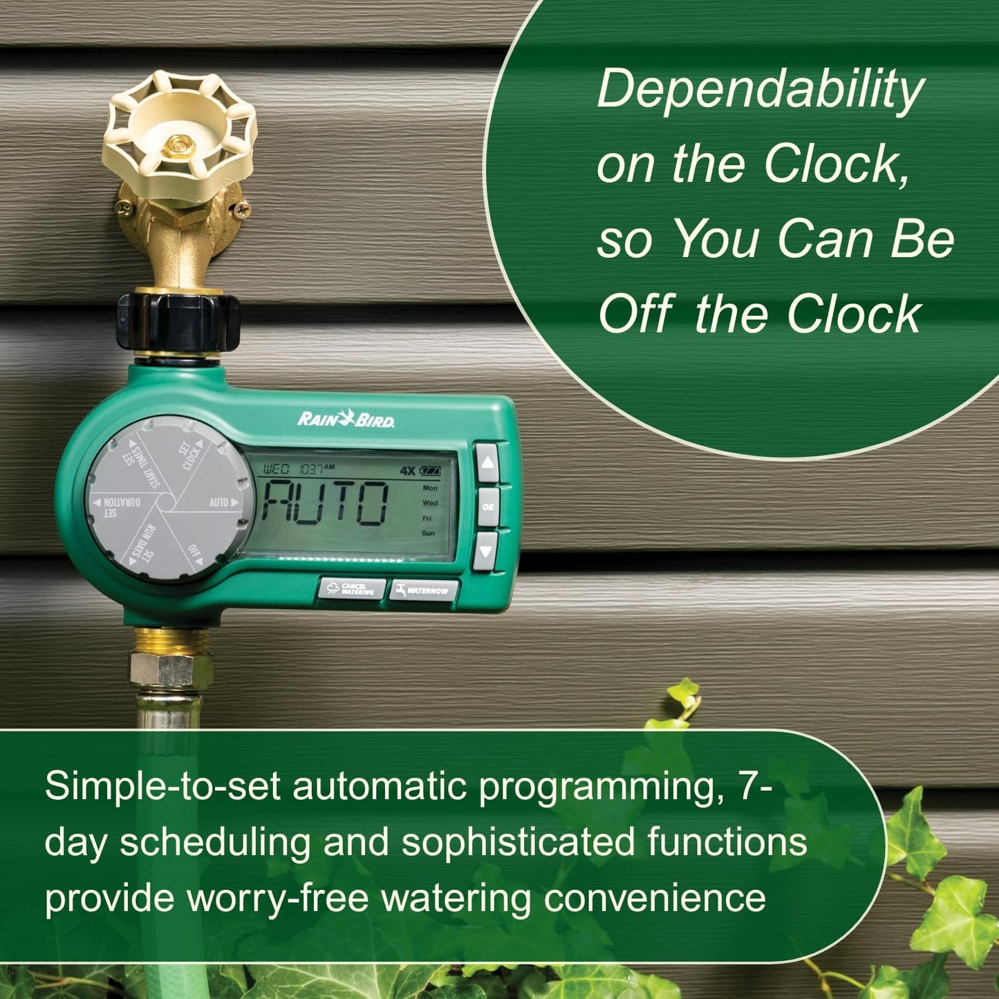 Rain Bird 1ZEHTMRP Premium Professional Grade Electronic Digital Hose End Timer/Controller, One Zone/Station, Battery Operated, Digital with Brass Inlet/Outlet