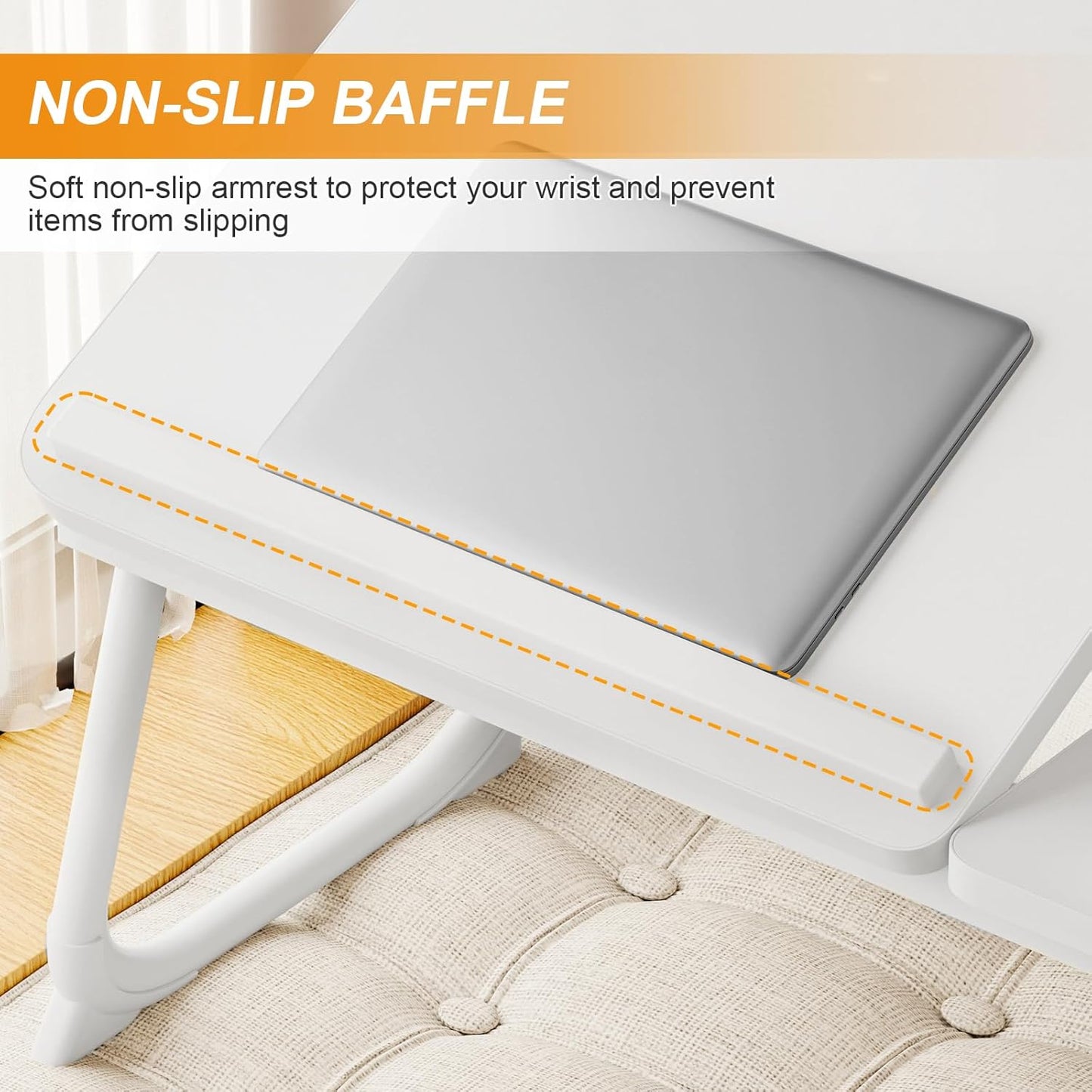 Laptop Desk for Bed, Adjustable Laptops Stand with 5 Adjustable Angles, Portable Lap Tray Table with Cup Holder, Laptop Bed Desk Tray for Eating Working Writing Reading (White)