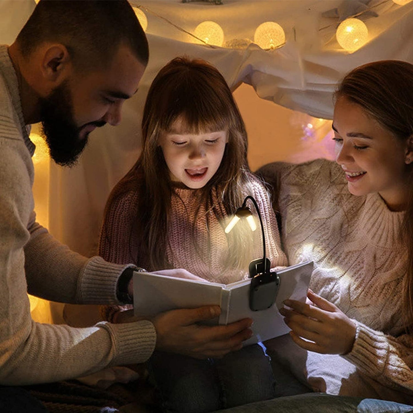 Vekkia 14 LED Rechargeable Book Light for Reading at Night, Eye-Care Reading Light for Books in Bed, 180° Adjustable, Clip on Lamp, 3 Color Temperatures, Lightweight, Present for Reader