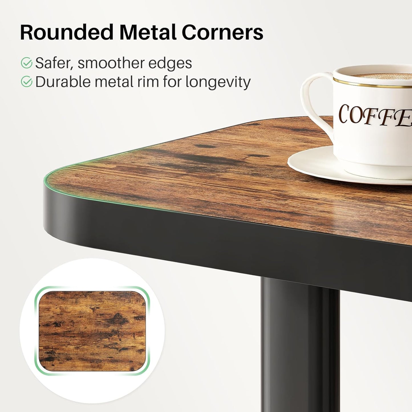 Kitstorack Adjustable Height C-Shaped End Table, 9-Level Side Table with Metal Rounded Edge, Couch Table that Slides Under Sofa or Bed for Eating, Working, and Drinks, TV Tray for Small Spaces, Brown