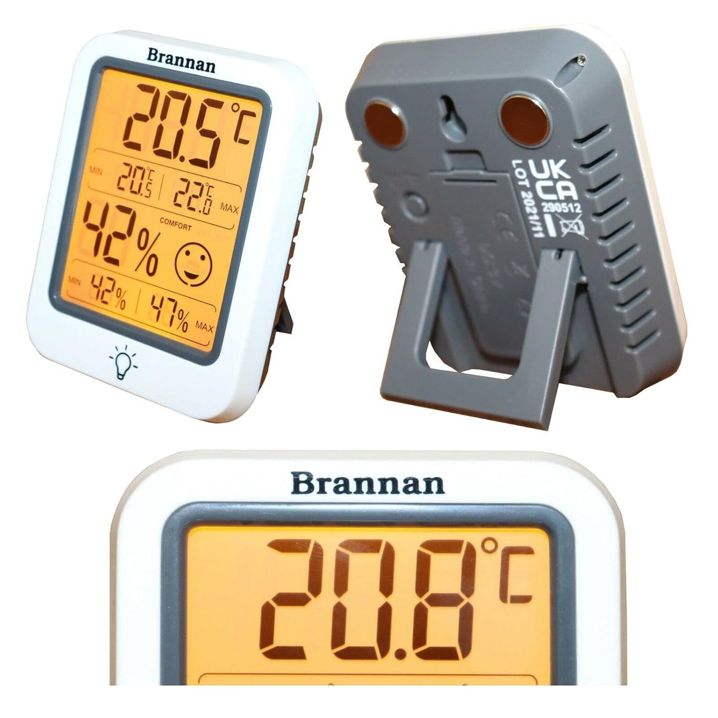 Brannan Digital Room Thermometer Hygrometer Indoor Humidity Meter Accurate Temperature Max Min Recording Backlight LCD Display Monitor Home Office Baby Room Nursery Greenhouse