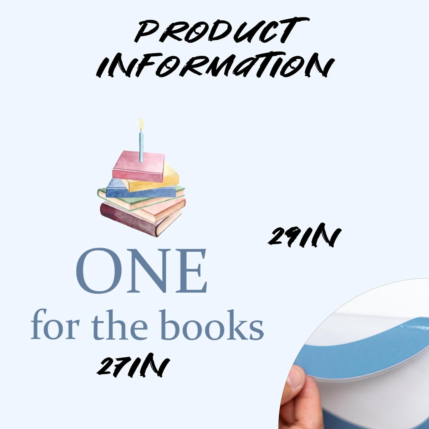 Upfirst One for Books Decal - Storybook 1st Birthday Decoration,Reading Library fi rst Birthday Decor for Girls or Boys,Books Sign Decal for Balloons Arch Backdrop (blue book decal)