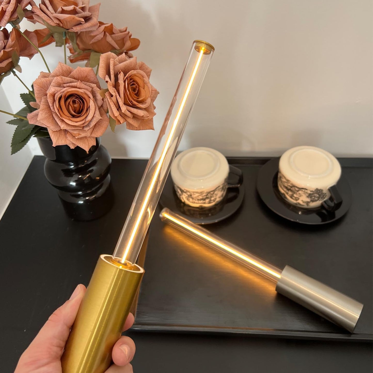 Gold Touch Lamp, Rechargeable Lamps Cordless Battery Operated Lights Small Lamps for Small Spaces Mood Lighting Portable Camping Lanterns for Dining Bar Patio Bedside Bookshelf Gold Decor