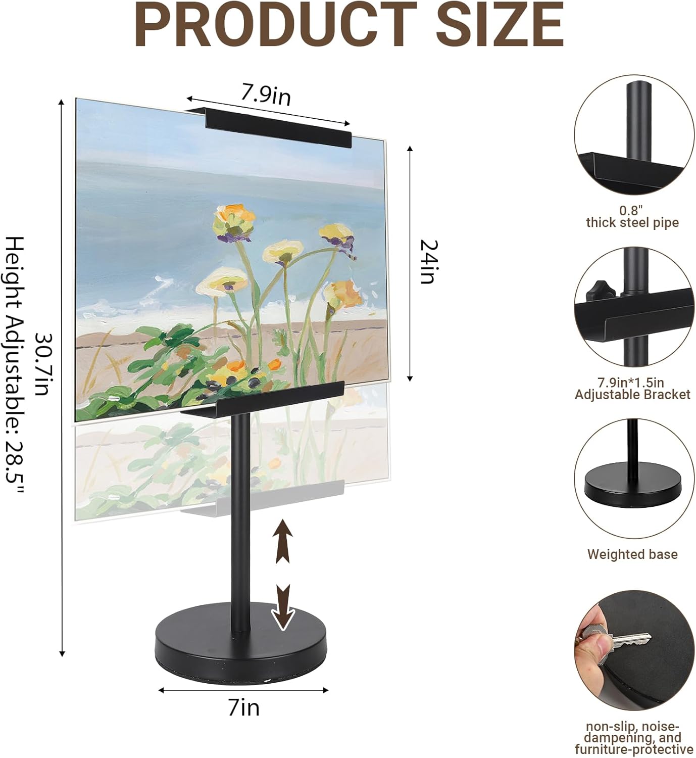 Photo Frame Tabletop Easel Stand-Heavy Duty Tabletop Display Easel, French Style Gold Easel Stand,Picture Frame Stand for Wedding/Art/Photos,Picture Easels (Black, 28inch)