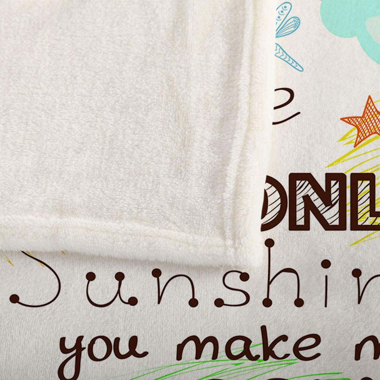 Mugod Beautiful Greeting Card Throw Blanket You are My Sunshine with Bird Cloud Rainbow and Sun Decorative Soft Warm Cozy Flannel Plush Throws Blankets for Baby Toddler Dog Cat 30 X 40 Inch