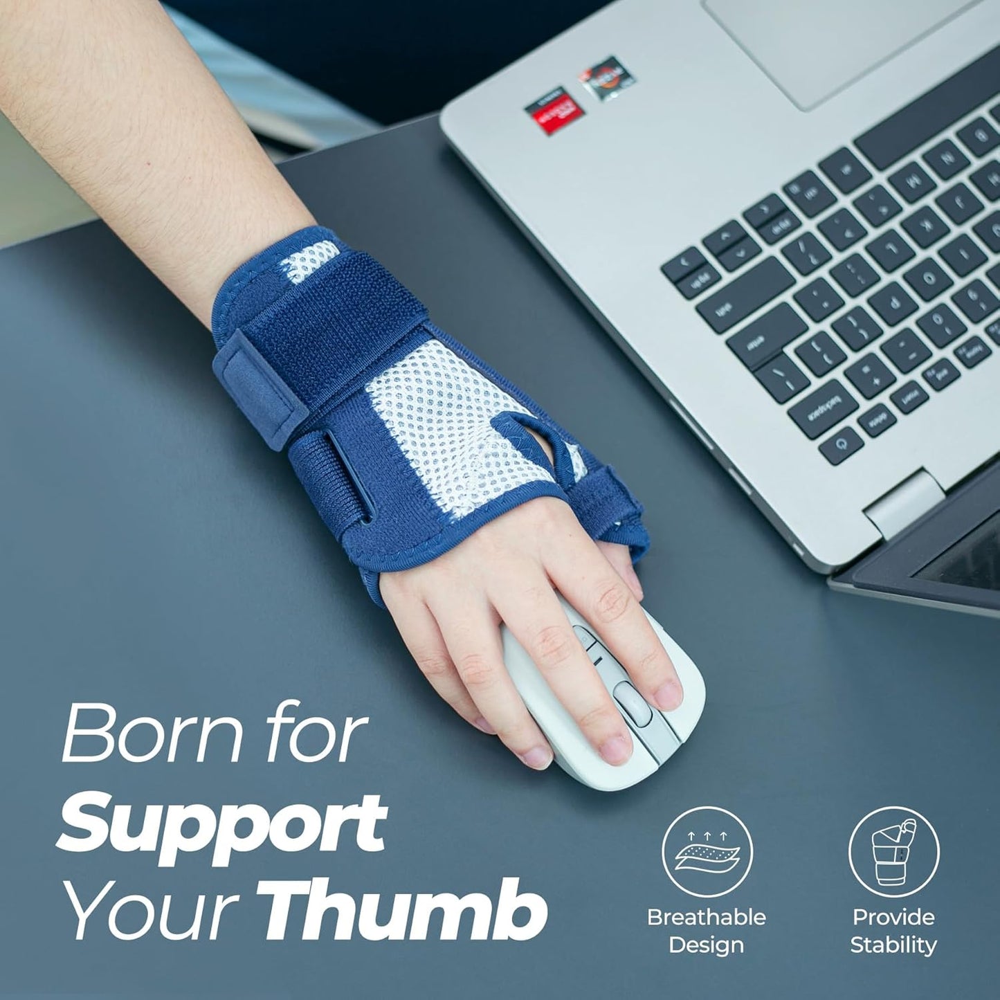 New Updated Thumb Brace for Women and Men, Reversible Trigger Thumb Splint for Day & Night Support, Breathable Thumb Stabilizer for Arthritis, Tendonitis, Sprains Thumb Pain Relief (Navy)