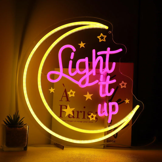 Light It Up Neon Sign - Crescent City Inspired LED Wall Art, 13x14in Book Lover Gift, Reading Room Decor, Light It Up Led Sign, Bookish Merch for Home