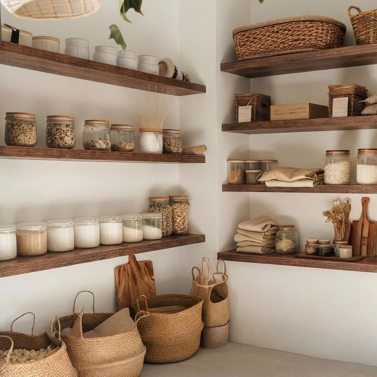 Sliner 8 Pcs 16'' Floating Shelves for Wall with Invisible Brackets, Rustic Wood Deep Wall Mounted Shelves for Home Decor, Storage & Display, Bookshelf for Bedroom, Bathroom, Living Room, Kitchen