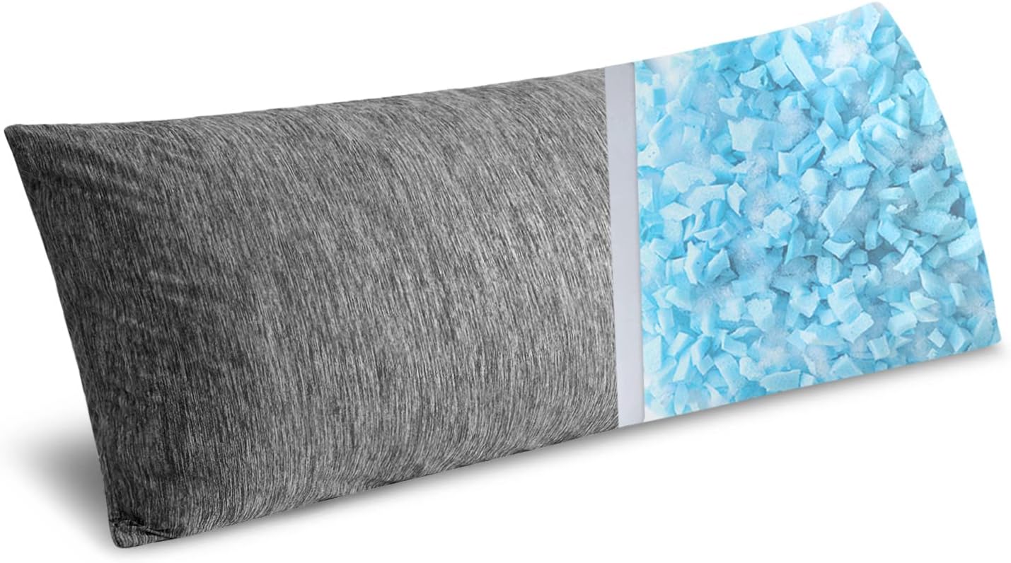 MIULEE Memory Foam Body Pillow for Adults, Cooling Long Full Body Pillow for Side Sleeper,Bed,Sleeping,Back and Stomach - 20x54 Inch Grey