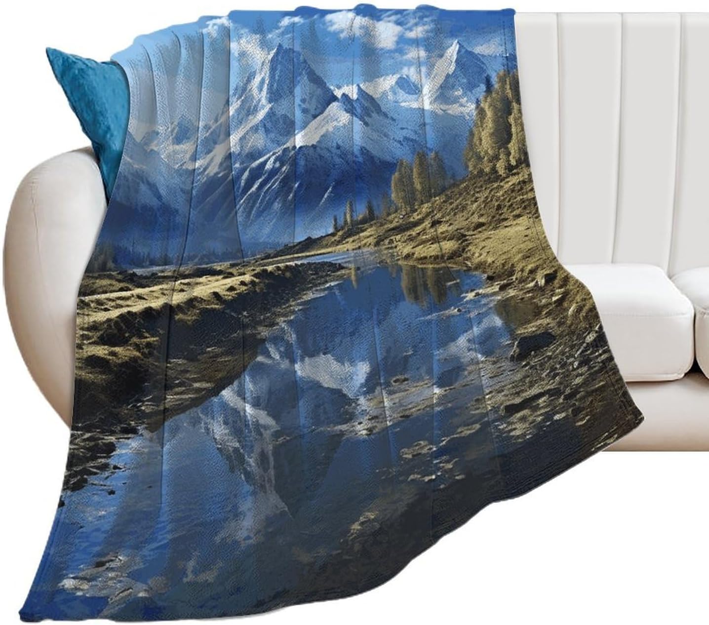 Snowy Mountains Blanket Super Soft Lightweight Throw Blanket Cute Cozy Warm Bed Blanket Decorative Fuzzy Blanket All-Season Home Decor Gift for Sofa Couch Living Room 40"*50" （100 * 130cm）