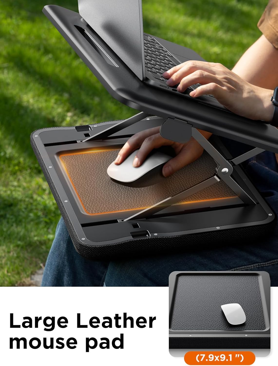 SAIJI Height & Tilt Adjustable Lap Desk, Portable Laptop Stand for Bed, Car, Couch and Recliner, Foldable Lap Desks - Up to 15.6 Inch Laptops