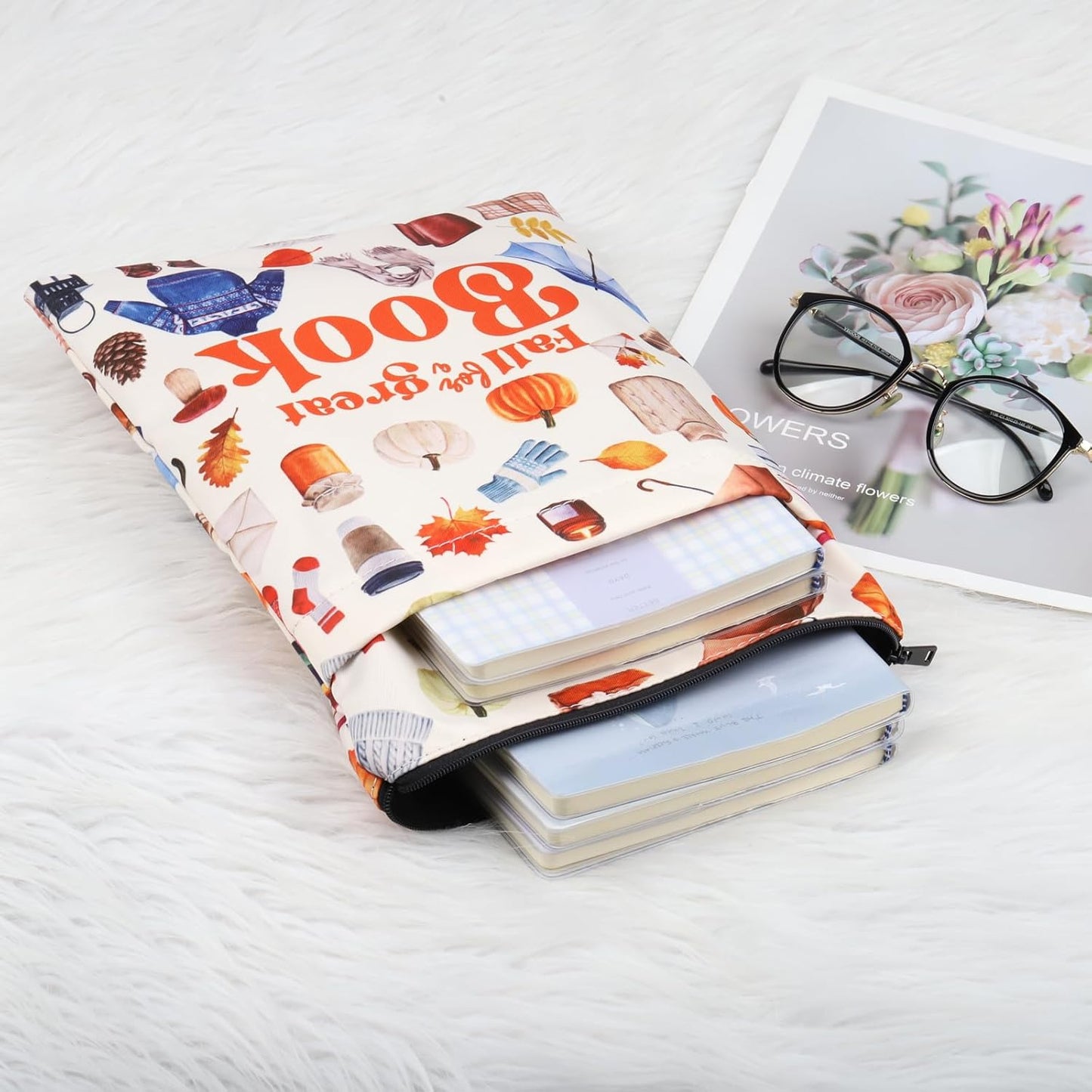 KEYCHIN Fall Book Club Book Sleeve Autumn Teacher Gifts Fall For A Great Book Book Covers Bookish Gifts Librarian Book Protector (Fall Great Book)