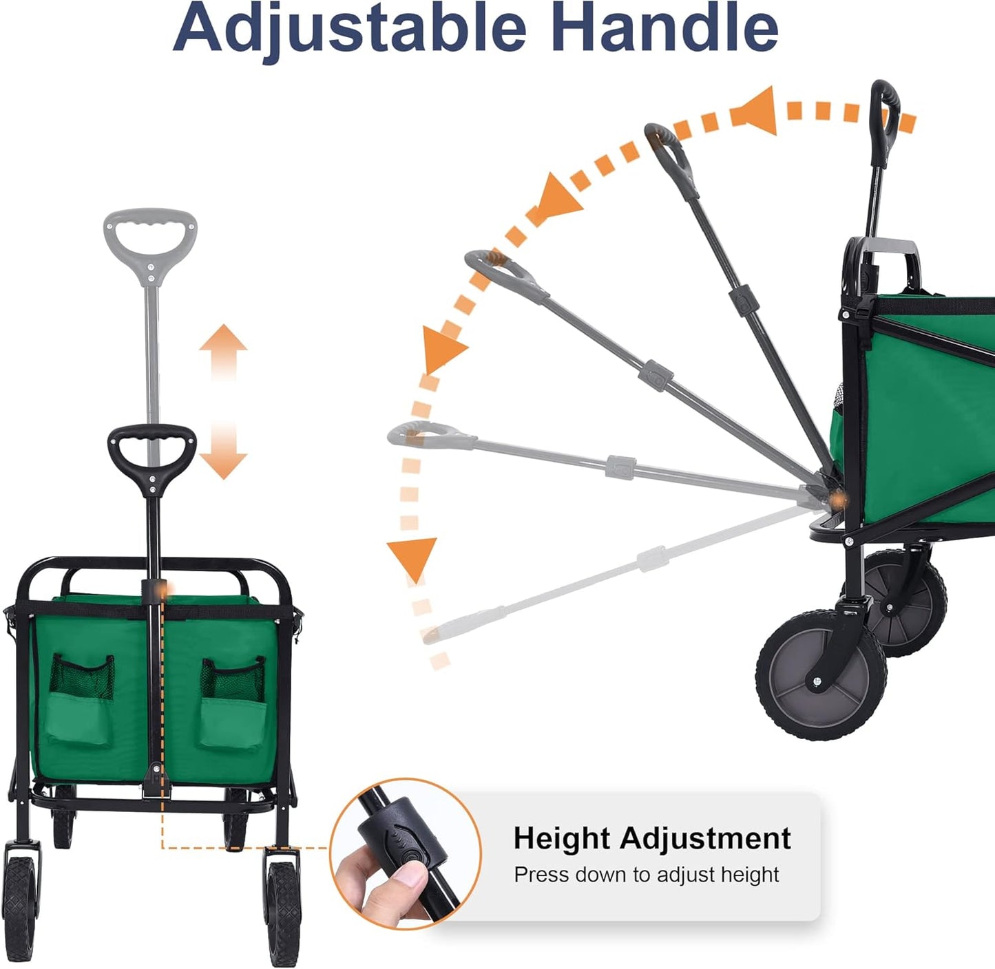 ABCCANOPY Folding Collapsible Utility Wagon Cart Outdoor Garden Shopping Camping Cart, Green