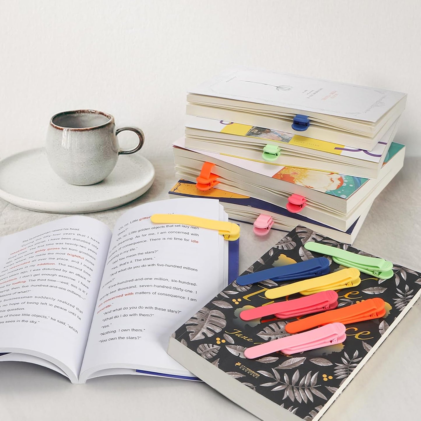 12 Pieces Automatic Bookmarks, Silicone Smart Book Marks for Reading Women Men, Cute Unique Book Clips Colorful Page Holder for Book Reading Lover Accessories, 6 Color